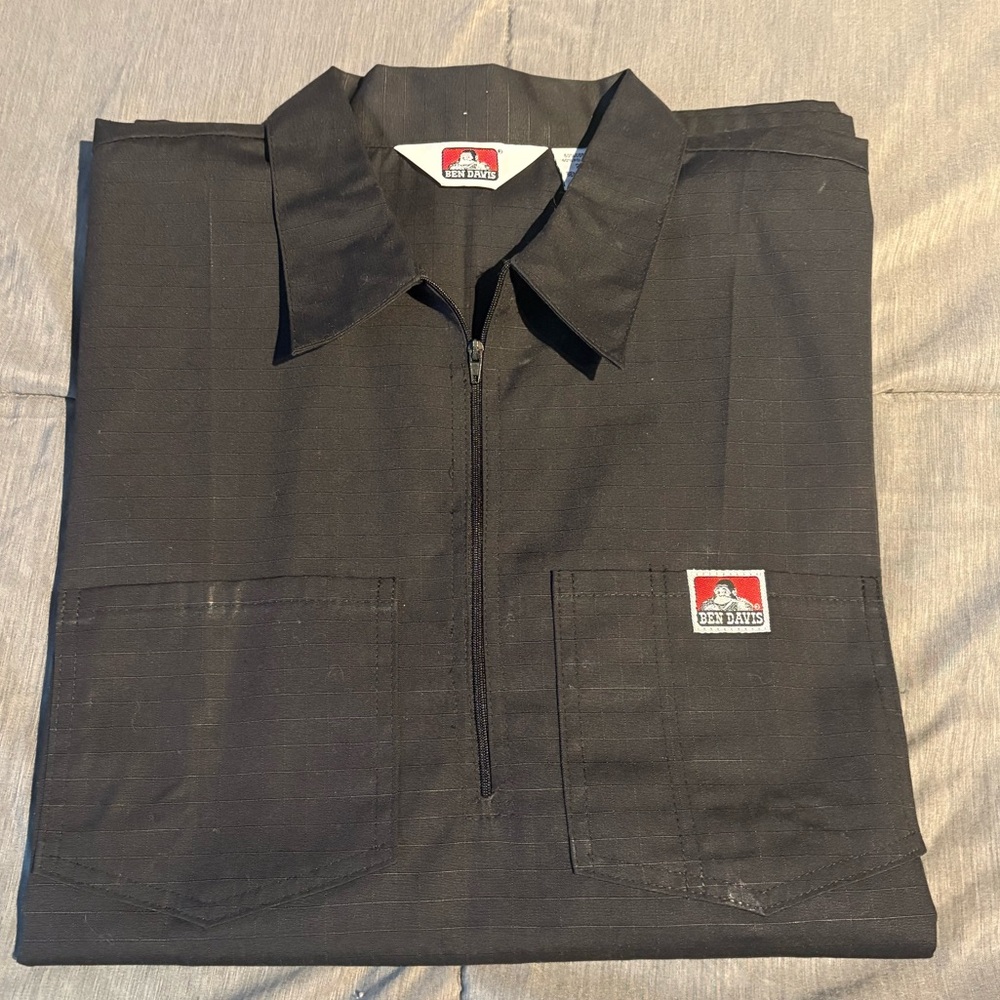 Ben Davis Black Lightweight Half-Zip Work Shirt Jacket
